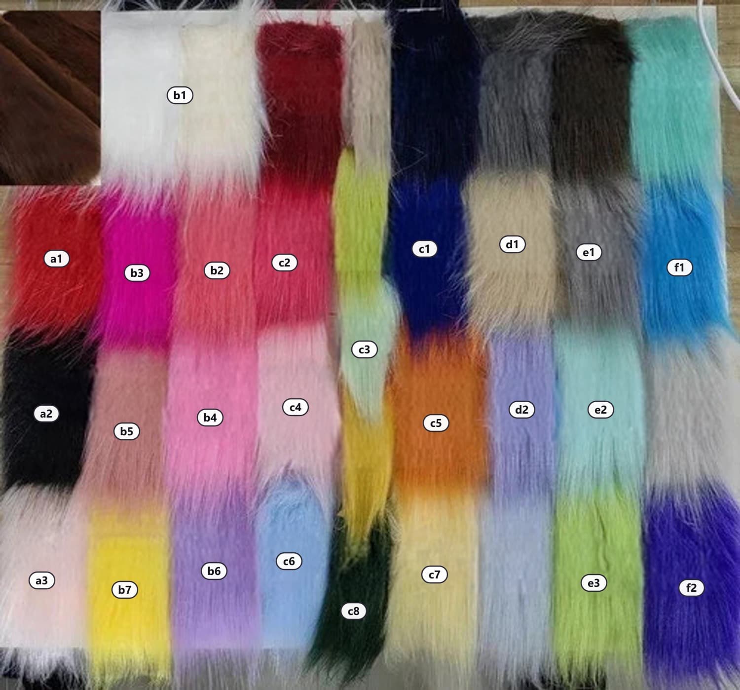 MoonMaw Studios fur color chart, with every swatch labelled by code