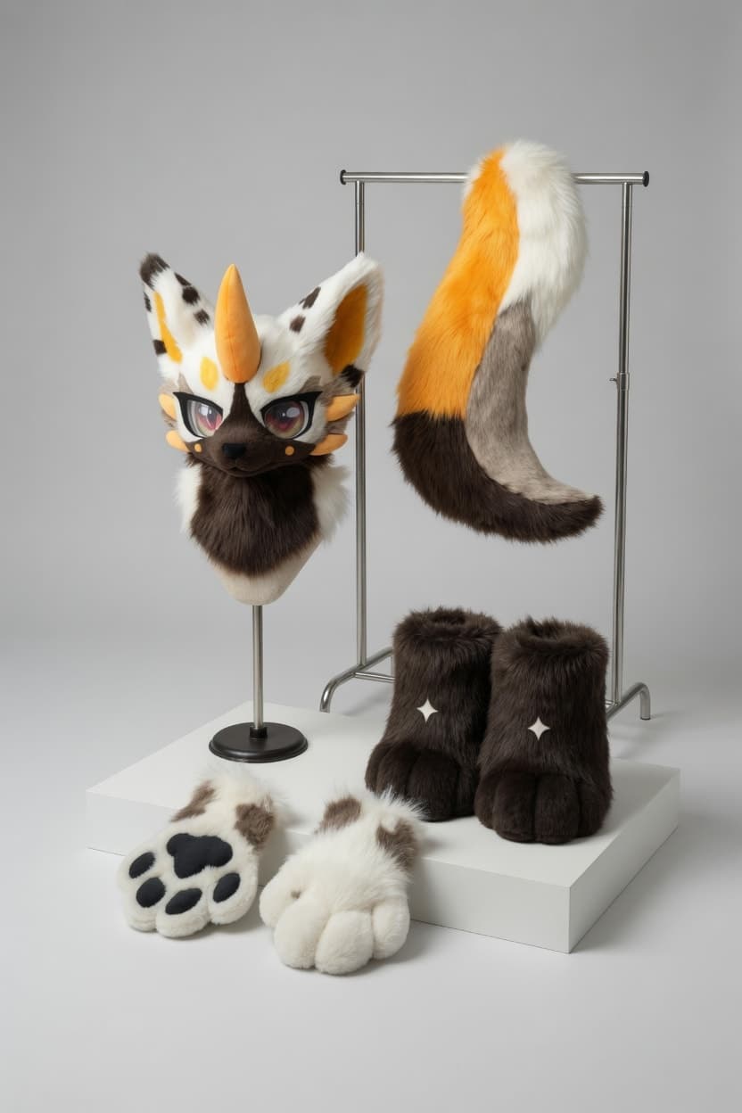 Chestnut Beast Fursuit with Gold Horns