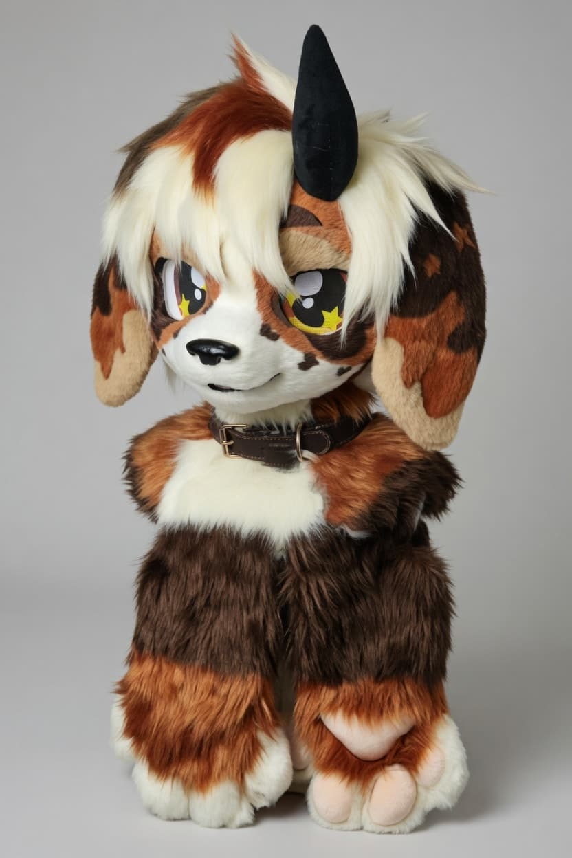Calico Cat Fursuit Head and Handpaws with Star Eye Marking