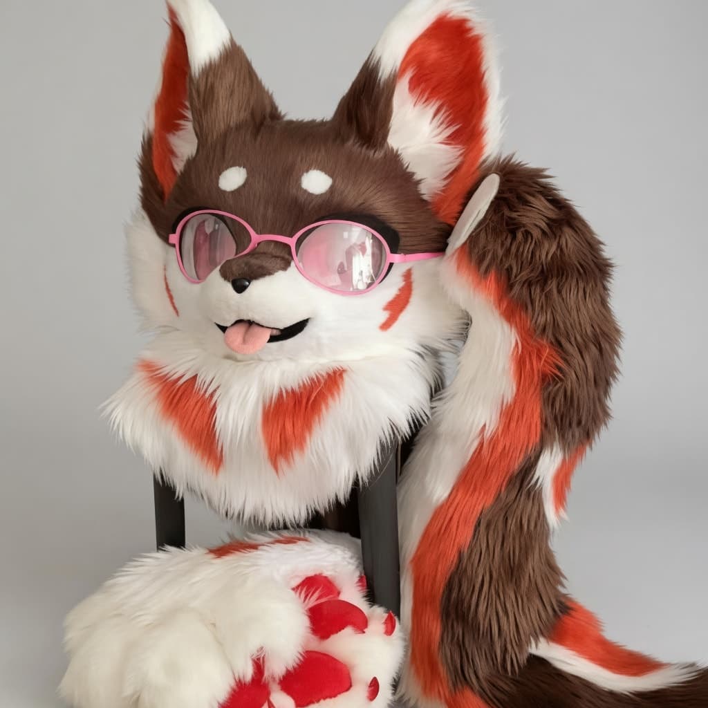 Brown and Red Fox Partial Fursuit with Sunglasses