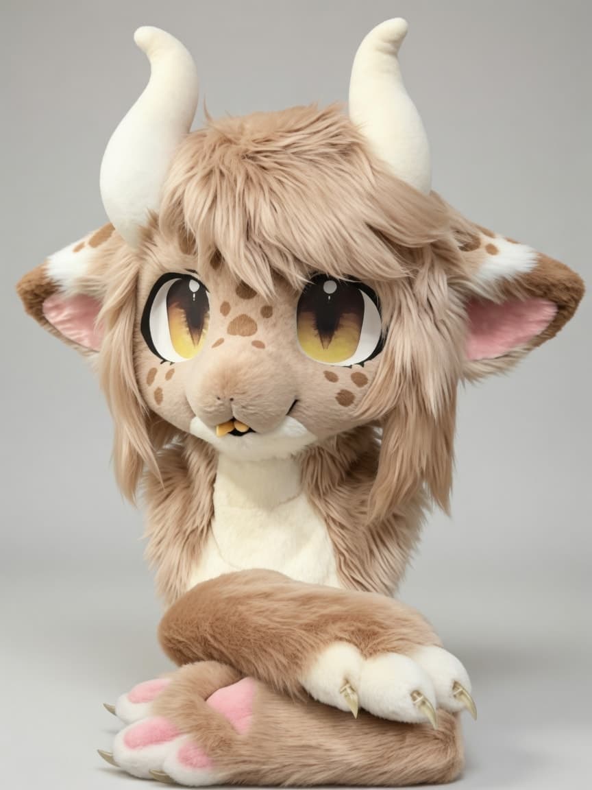 Spotted Serval Fursuit Head and Handpaws with Amber Eyes